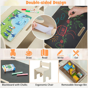 Montessori Style Indoor Playhouse with Storage Bin and Floor Mat for Toddlers Aged 2-6 Years Old-Beige view 7