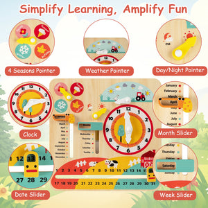 Montessori Wooden Toy for Toddlers Educational Learning Clock Toy About Season view 7
