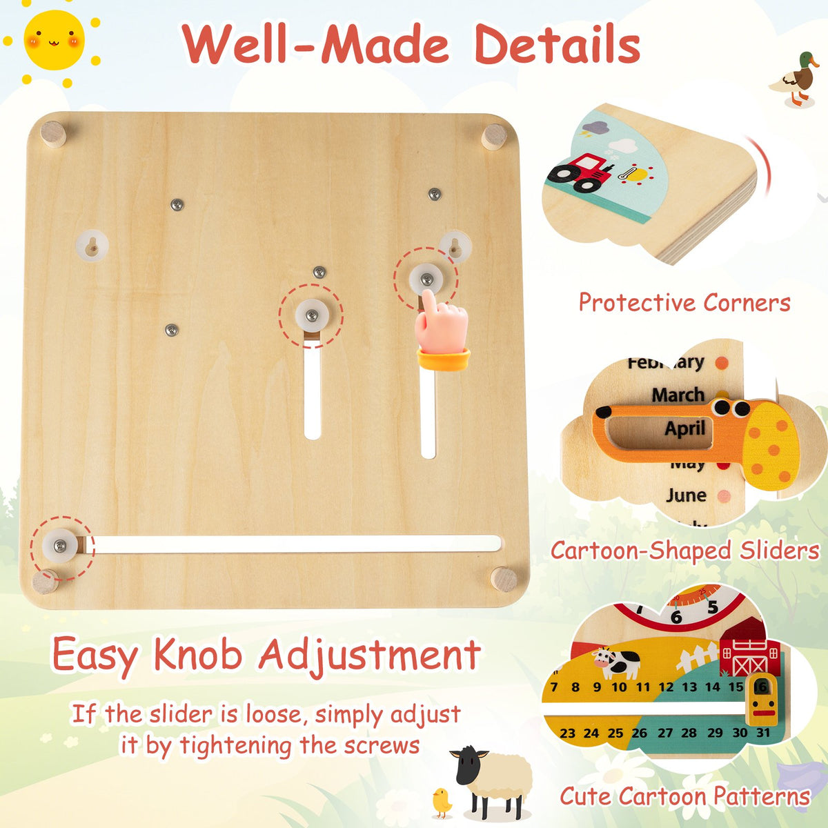 Montessori Wooden Toy for Toddlers Educational Learning Clock Toy About Season view 9