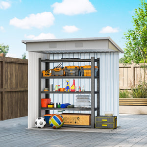 6' x 4' Outdoor Storage Shed, Metal Garden Tool Storage House Organizer with Lockable Sliding Doors and – view 20