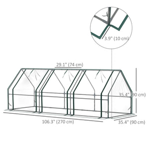 Portable Mini Greenhouse Tunnel Growing Tent Plants Flower Warm House w/ Zippered Roll-up Doors, Clear – view 7