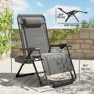 Zero Gravity Chair, Reclining Outdoor Lounger Chair with Cup Holder, 400 LBS Capacity, Black – view 9