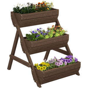 3 Tier Elevated Planter Box, Vertical Wooden Raised Garden Bed for Flowers, Vegetables, 26" x 30" x 30" – view 8