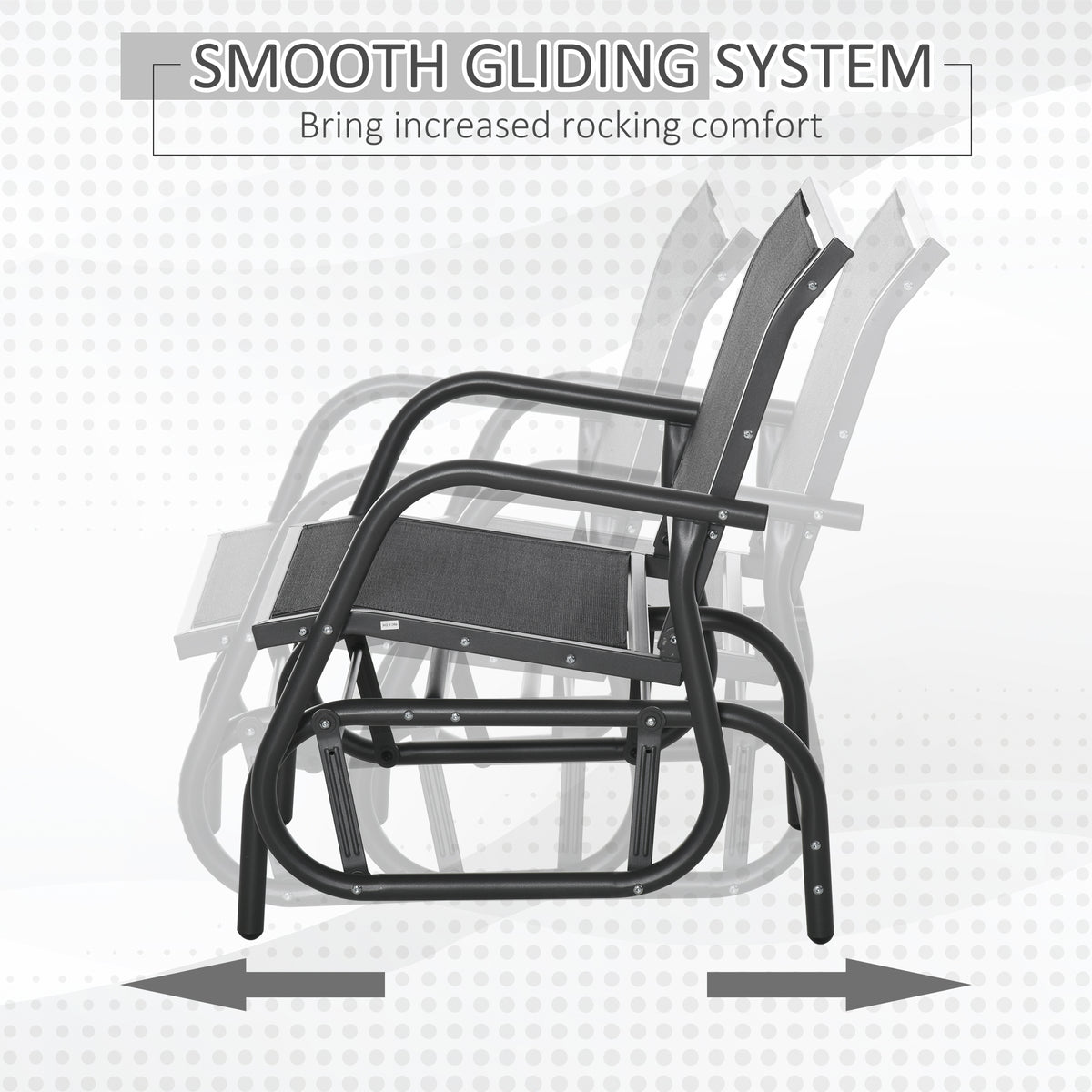 Patio Glider Outdoor Glider Chair with Breathable Mesh Seat & Backrest, Armrests and Metal Frame, Black