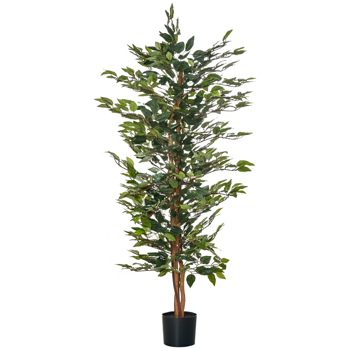 5FT Artificial Ficus Tree, Fake Tree with Leaves, Faux Plant in Nursery Pot for Indoor Decoration