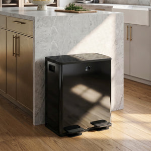 Garbage Bin, Soft-Close Trash Can with Foot Pedal, 2x5 Gal (2x20 L) Garbage Can with Removable Inner Buckets, Black