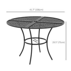 42" Round Outdoor Dining Table for 4 Persons, Metal Patio Dining Table with Umbrella Hole for Backyard, Lawn, Balcony