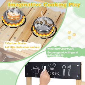 Mud Kitchen Playset with Sink and Plants Observation Room-Natural view 8