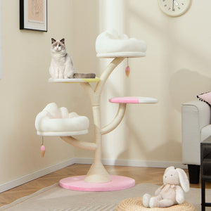 Multi-Layer Cat Tree Cat Tower with 2 Cat Perches 2 Platforms-Pink view 2
