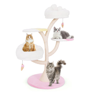 Multi-Layer Cat Tree Cat Tower with 2 Cat Perches 2 Platforms-Pink view 4