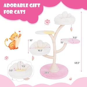 Multi-Layer Cat Tree Cat Tower with 2 Cat Perches 2 Platforms-Pink view 5