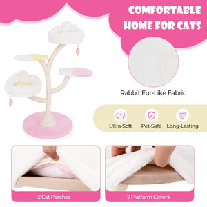 Multi-Layer Cat Tree Cat Tower with 2 Cat Perches 2 Platforms-Pink view 8