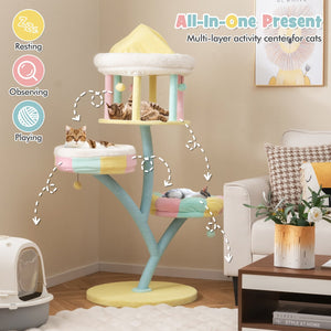 Multi-Layer Cat Tree with 2 Removable Perches Scratching Posts-Color view 6