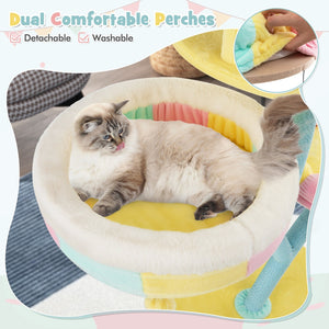 Multi-Layer Cat Tree with 2 Removable Perches Scratching Posts-Color view 8