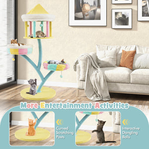 Multi-Layer Cat Tree with 2 Removable Perches Scratching Posts-Color view 9