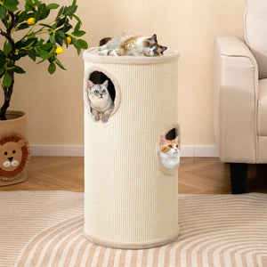 Multi-level Cat House with Sisal Scratching Pad-Beige view 2