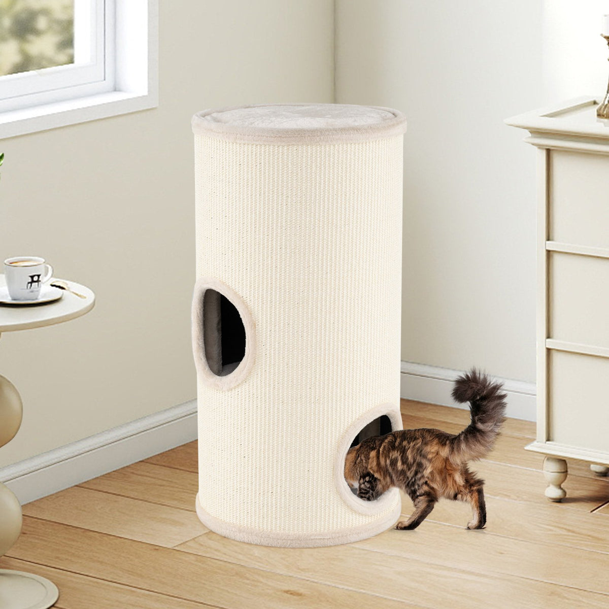Multi-level Cat House with Sisal Scratching Pad-Beige view 6