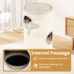 Multi-level Cat House with Sisal Scratching Pad-Beige view 9