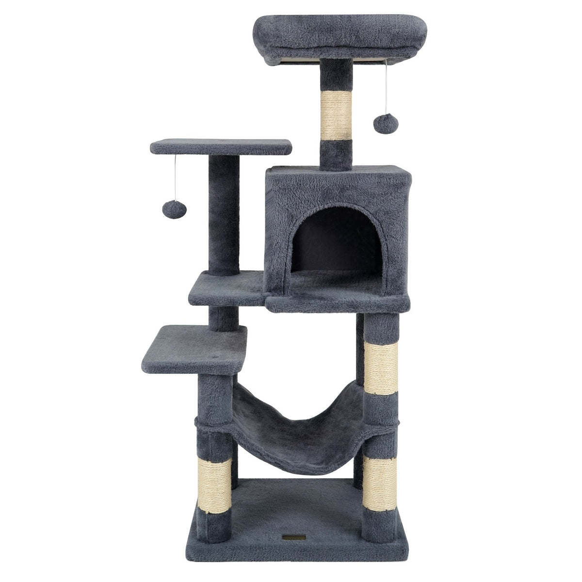 Multi-Level Cat Tower with 2-Door Condo and Padded Top Perch-Gray view 4