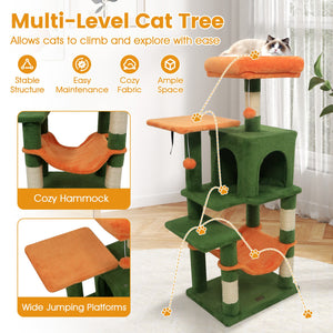 Multi-Level Cat Tower with 2-Door Condo and Padded Top Perch-Green view 9