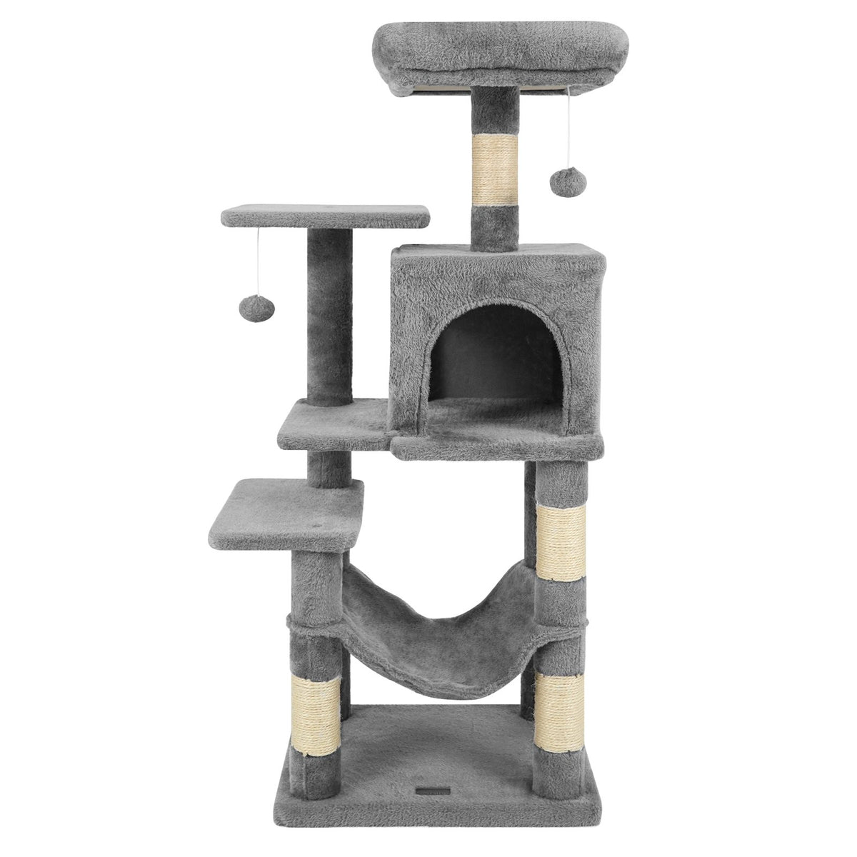 Multi-Level Cat Tower with 2-Door Condo and Padded Top Perch-Light Gray view 4