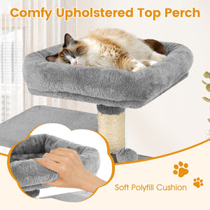 Multi-Level Cat Tower with 2-Door Condo and Padded Top Perch-Light Gray view 9