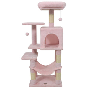 Multi-Level Cat Tower with 2-Door Condo and Padded Top Perch-Pink view 4
