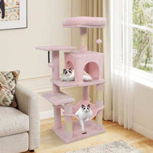 Multi-Level Cat Tower with 2-Door Condo and Padded Top Perch-Pink view 6