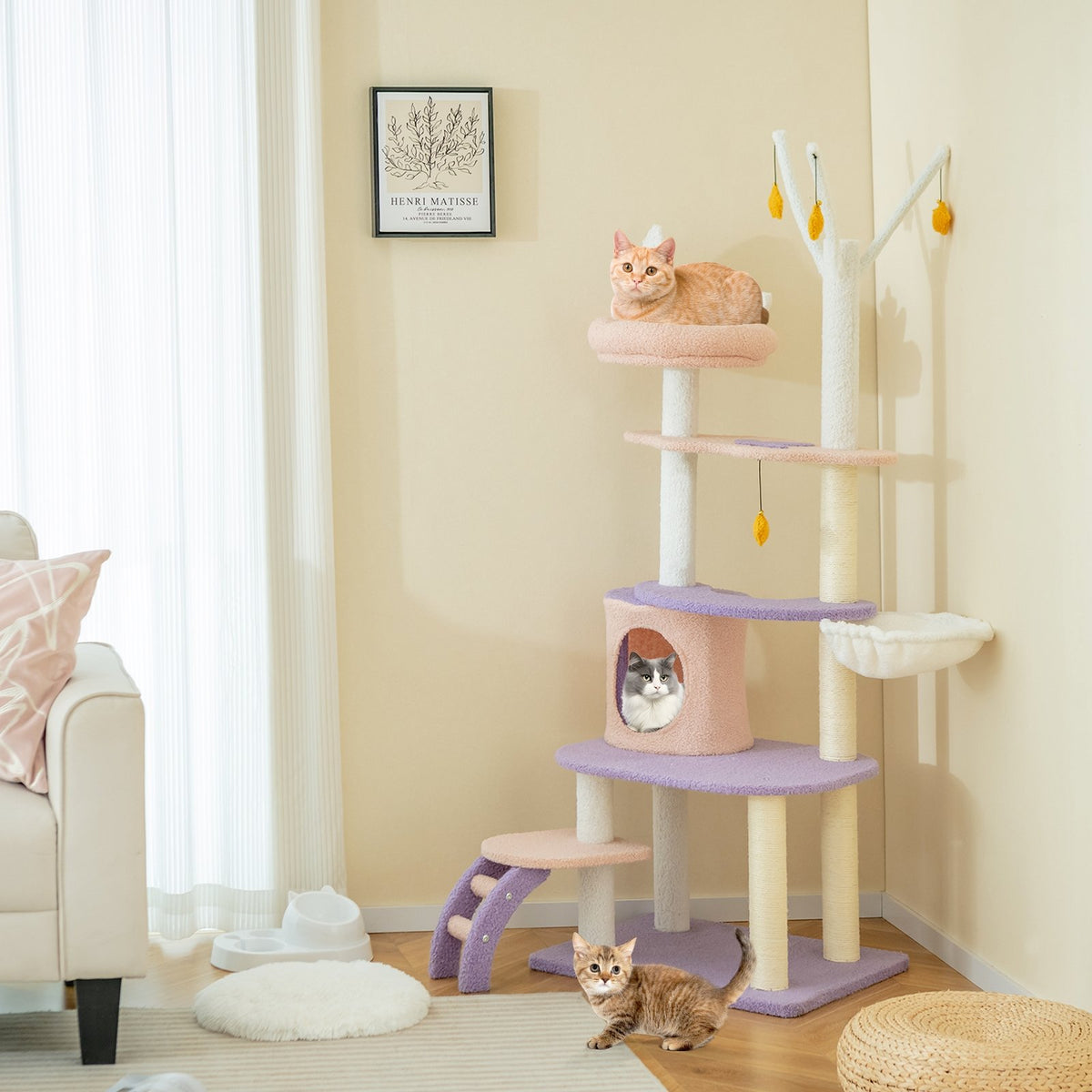 Multi-level Cat Tower with Sisal Covered Scratching Posts-M view 2