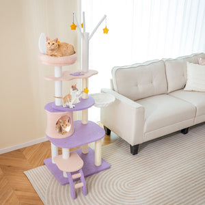 Multi-level Cat Tower with Sisal Covered Scratching Posts-M view 3