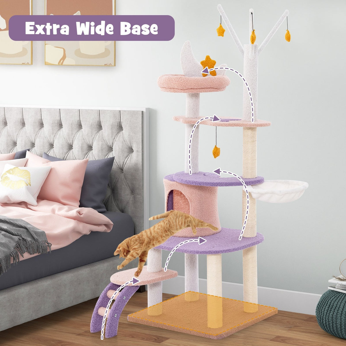 Multi-level Cat Tower with Sisal Covered Scratching Posts-M view 6