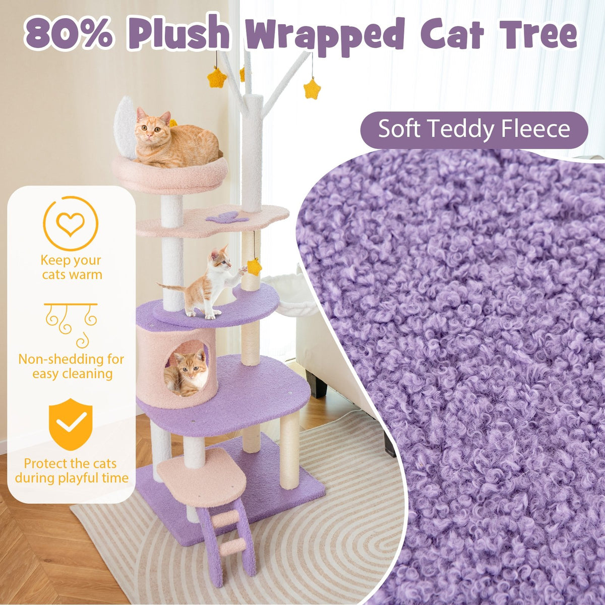 Multi-level Cat Tower with Sisal Covered Scratching Posts-M view 9