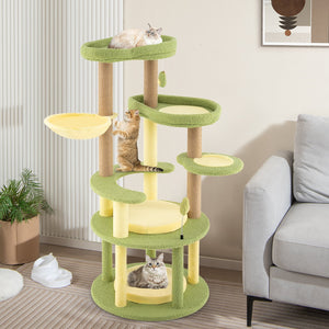 Multi-level Cat Tree Avocado Theme Cat Tower with Wide Perch Rotatable Basket-Green view 6