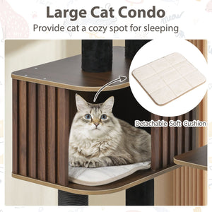 Multi-level Cat Tree for Indoor Cat 59.5 inch Tall Cat Tower with Cushion Top Perch-Brown view 6