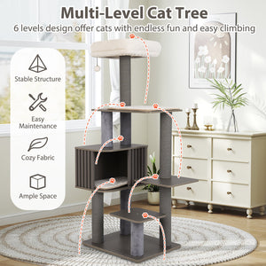 Multi-level Cat Tree for Indoor Cat 59.5 inch Tall Cat Tower with Cushion Top Perch-Gray view 8