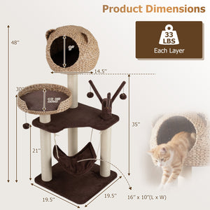 Multi-Level Cat Tree with Condo Hammock and Rotatable Hanging Balls-Brown view 5