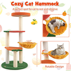 Multi-level Cat Tree Pet Activity Center with Fruit-shaped Platforms-Red and Orange view 6