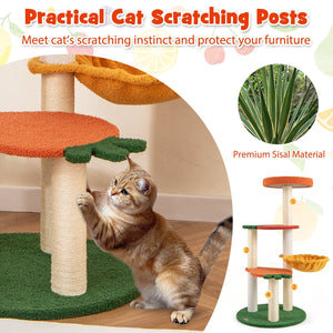 Multi-level Cat Tree Pet Activity Center with Fruit-shaped Platforms-Red and Orange view 9