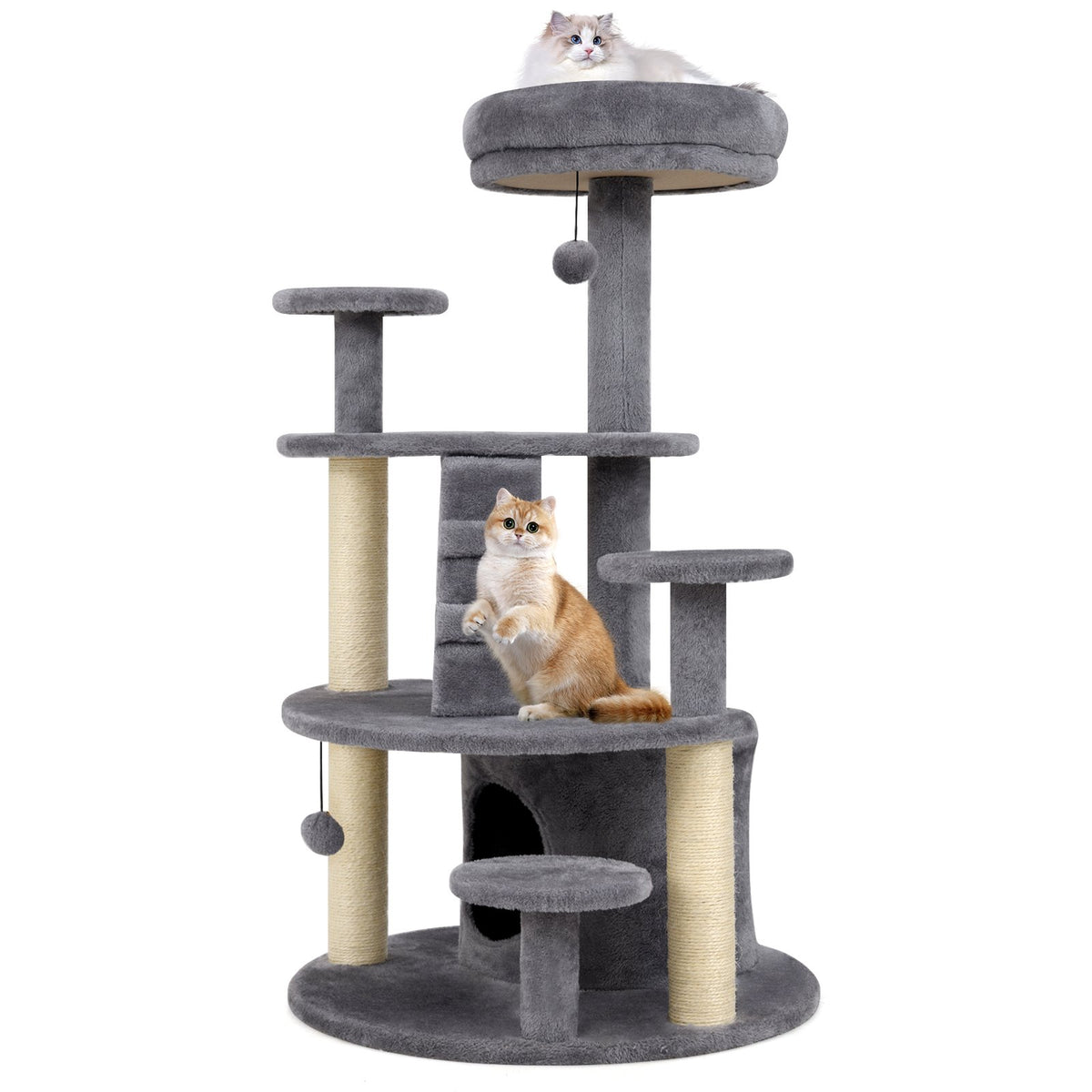 Multi-level Kitty Tower with Condo and Climbing Ladder-Gray