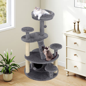 Multi-level Kitty Tower with Condo and Climbing Ladder-Gray view 3