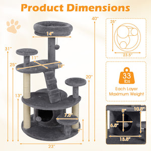 Multi-level Kitty Tower with Condo and Climbing Ladder-Gray view 5