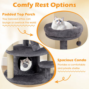 Multi-level Kitty Tower with Condo and Climbing Ladder-Gray view 8