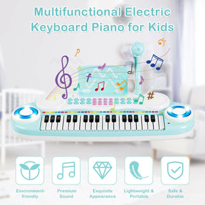 Multifunctional 37 Electric Keyboard Piano with Microphone-Blue view 3