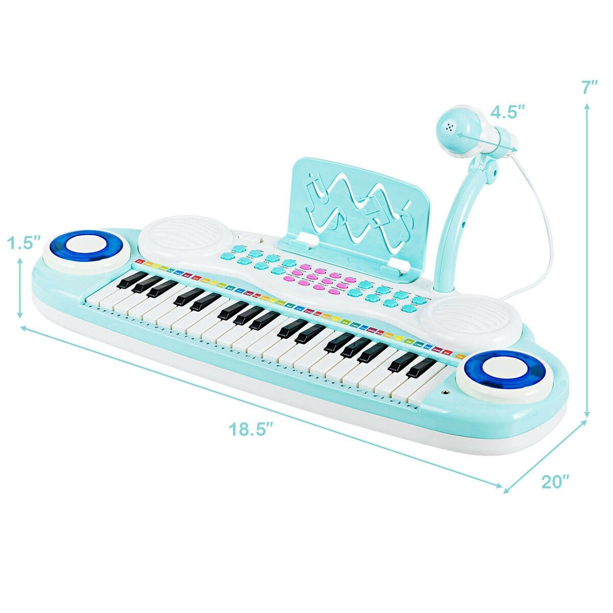 Multifunctional 37 Electric Keyboard Piano with Microphone-Blue view 4