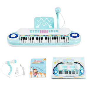 Multifunctional 37 Electric Keyboard Piano with Microphone-Blue view 6