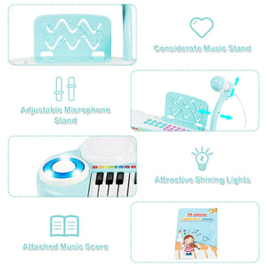 Multifunctional 37 Electric Keyboard Piano with Microphone-Blue view 9