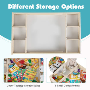 Multifunctional Kids Table and 2 Chairs Set with Chalkboard-Natural view 9