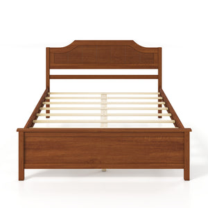 Multiple Size Solid Wood Platform Bed Frame with Headboard in Walnut-Full Size view 4