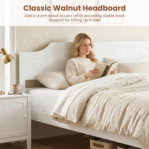 Multiple Size Solid Wood Platform Bed Frame with Headboard in White-King Size view 7