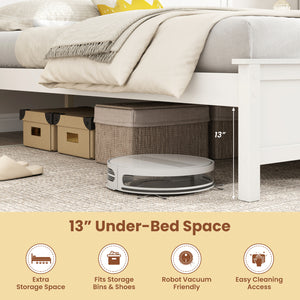 Multiple Size Solid Wood Platform Bed Frame with Headboard in White-King Size view 8